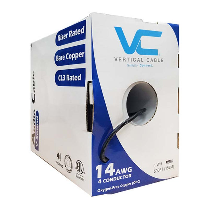 Audio Cable 14 AWG  4C 41 Strand 500 Feet CL3 PVC Bare Copper OFC White