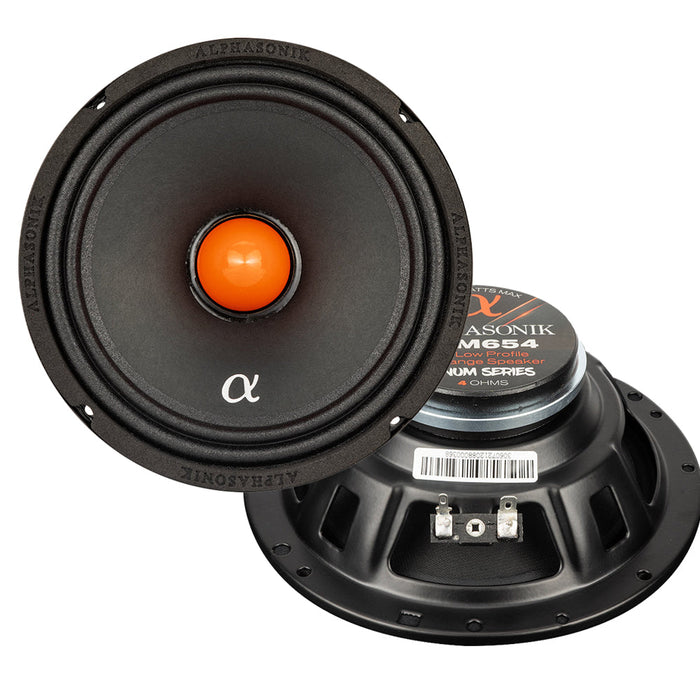Alphasonik VNM654 Venum Series 6.5" Midrange Speakers Low Profile 1200W 4 Ohm Pair