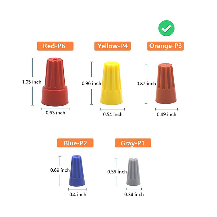 Twist Type Wire Connector Wire Nuts AWG 18-16 UL Listed Orange 500 pcs.