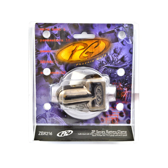 Phoenix Gold ZBX216 SST Top Mount Dual 1/0-4 and 8 Gauge Negative Battery Terminal Clamp