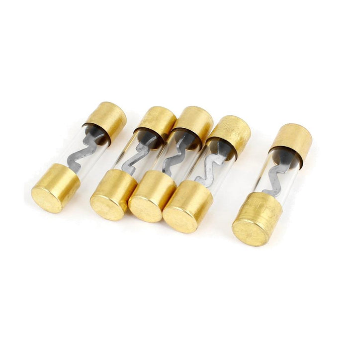 5 Pack Gold Plated High Quality Glass 30-120 Amp Car Audio Inline AGU Fuse