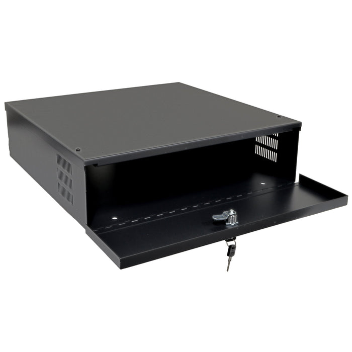 Heavy Duty 18" x 18" x 5" DVR Security Lock Box for CCTV Security Systems (Black)
