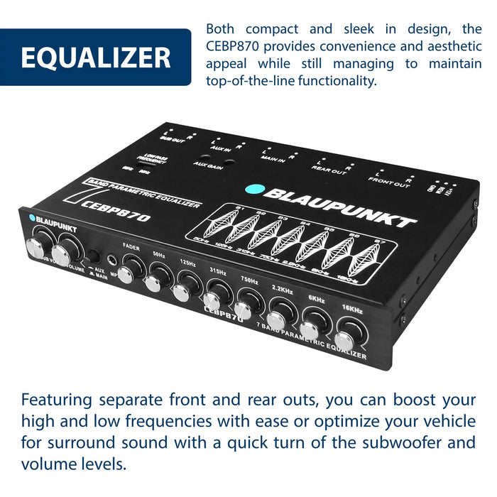 Blaupunkt CEBP870 7-Band Digital Equalizer Front and Rear Outputs for Low High Frequencies