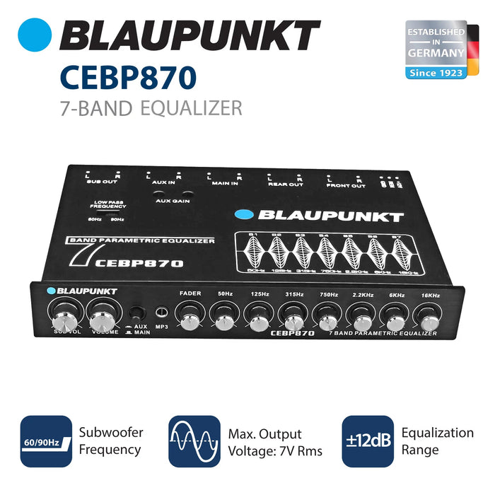 Blaupunkt CEBP870 7-Band Digital Equalizer Front and Rear Outputs for Low High Frequencies