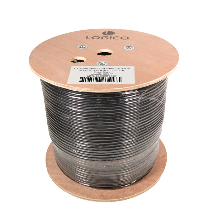 Logico C6ESDBF2452 1000FT Cat6 Shielded Ethernet Cable Outdoor Direct Burial Gel 23AWG Pure Copper
