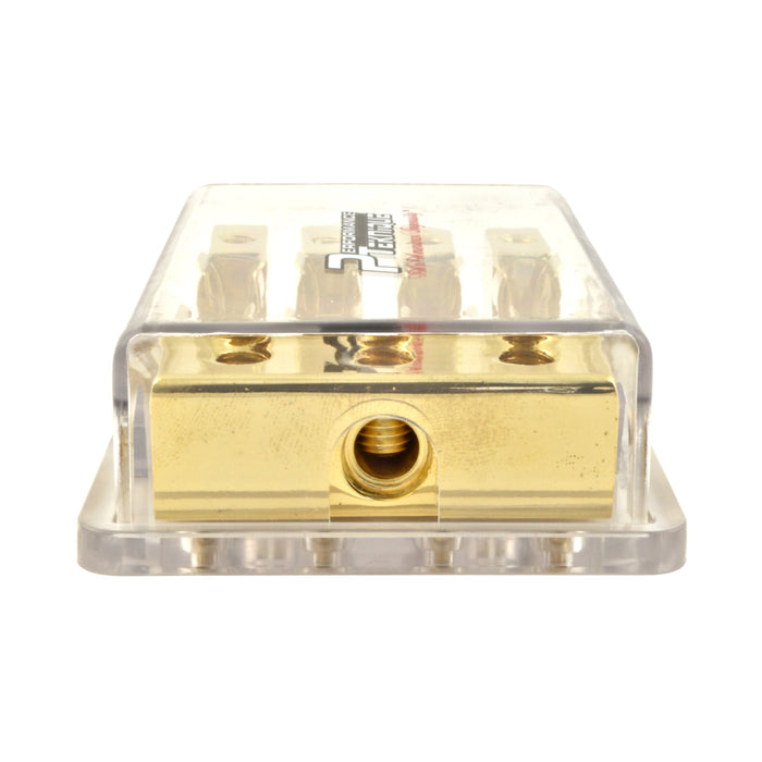 Gold Plated Agu Fused Power Distribution Block (3)4 Gauge Input (4)8 Gauge Output